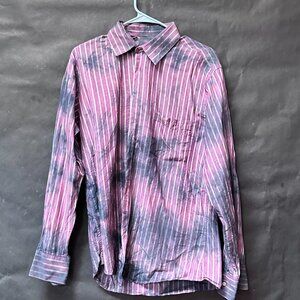 Emanuel Ungaro Tie Dye Shirt Long Sleeve Size Large Red Stripe Stripes Striped
